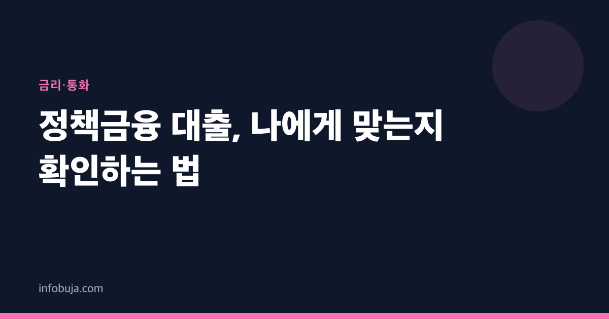 정책금융 대출, 나에게 맞는지 확인하는 법