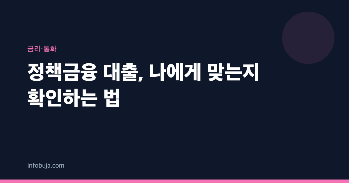 정책금융 대출, 나에게 맞는지 확인하는 법